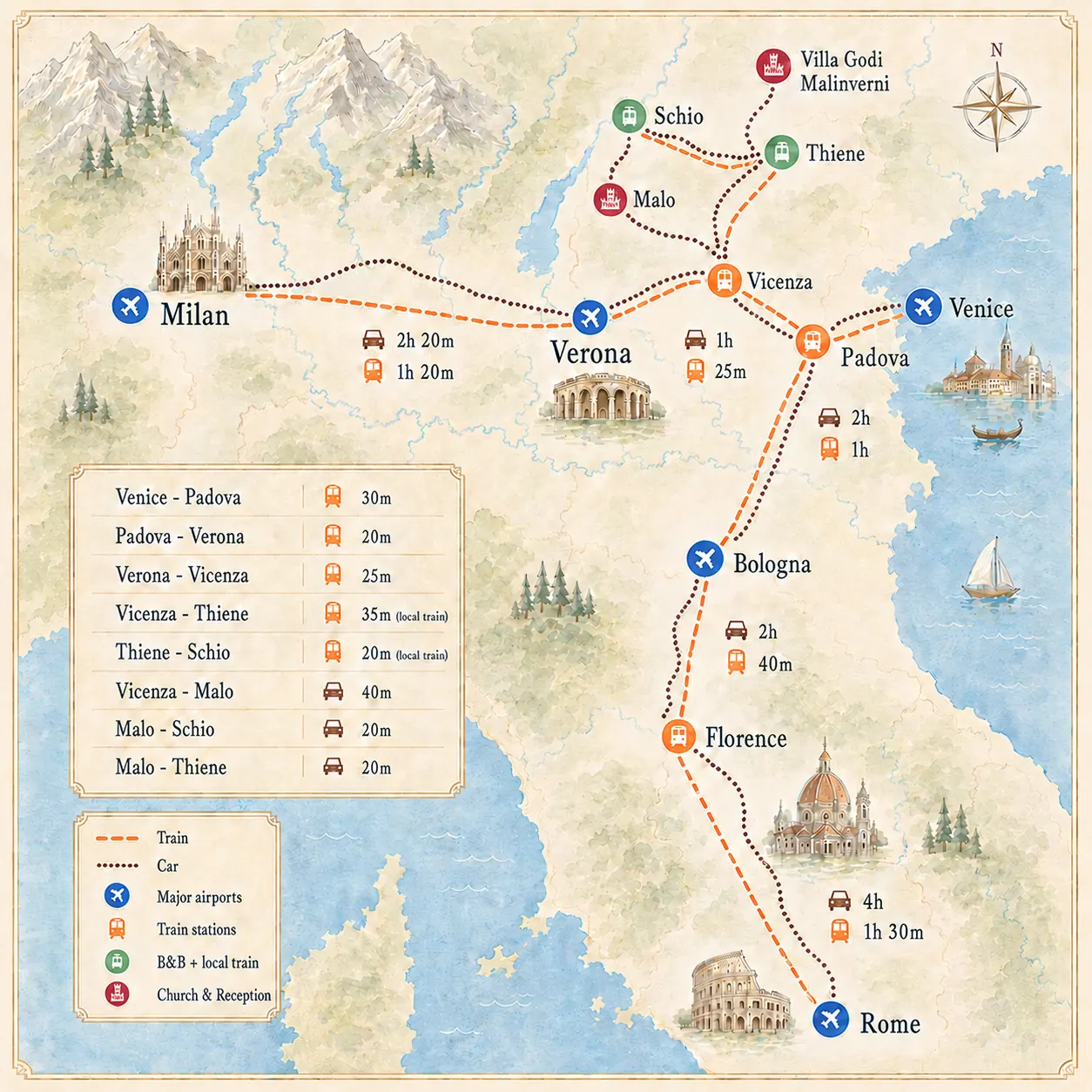 Map of northern Italy